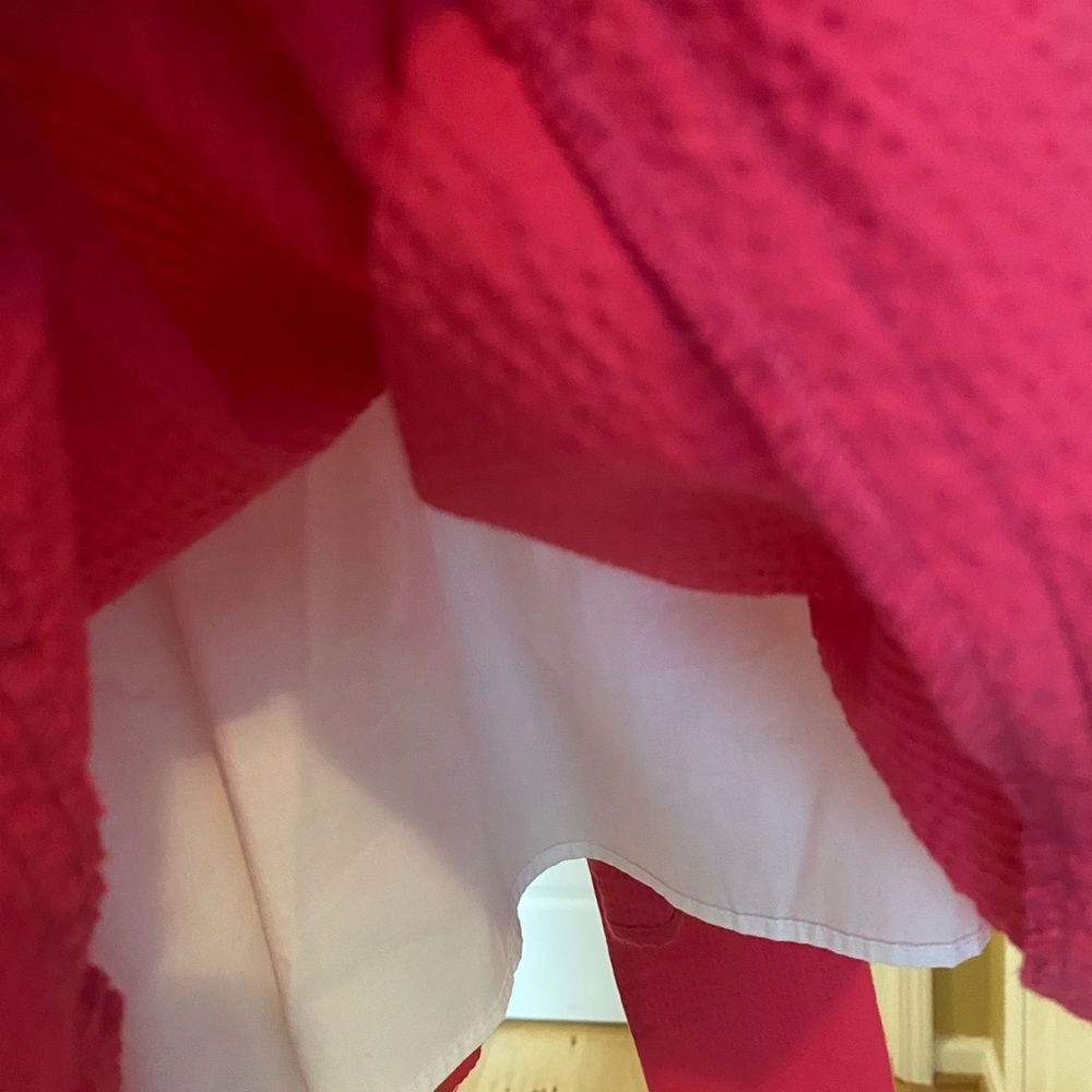 Lauren James raspberry coloured halter flared dress. Sash with bow tie. - Picture 13 of 14